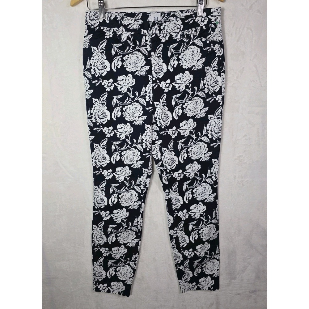 GAP Signature Skinny Ankle Khaki Floral Pants Women's Size 6 Navy White Stretch - Picture 2 of 12